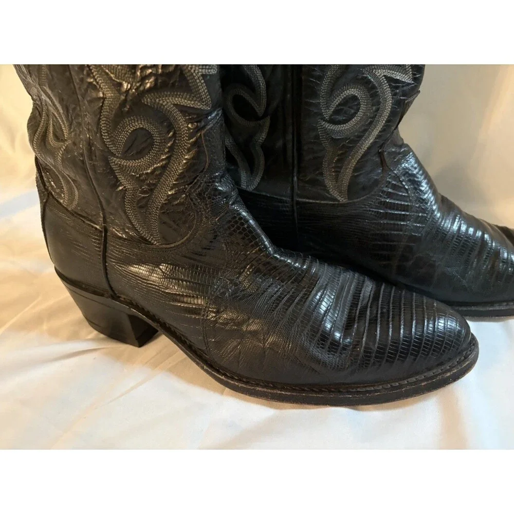 Dan Post Cowboy Boots Black Leather Men’s 9 Boho Festival Cowgirl Western